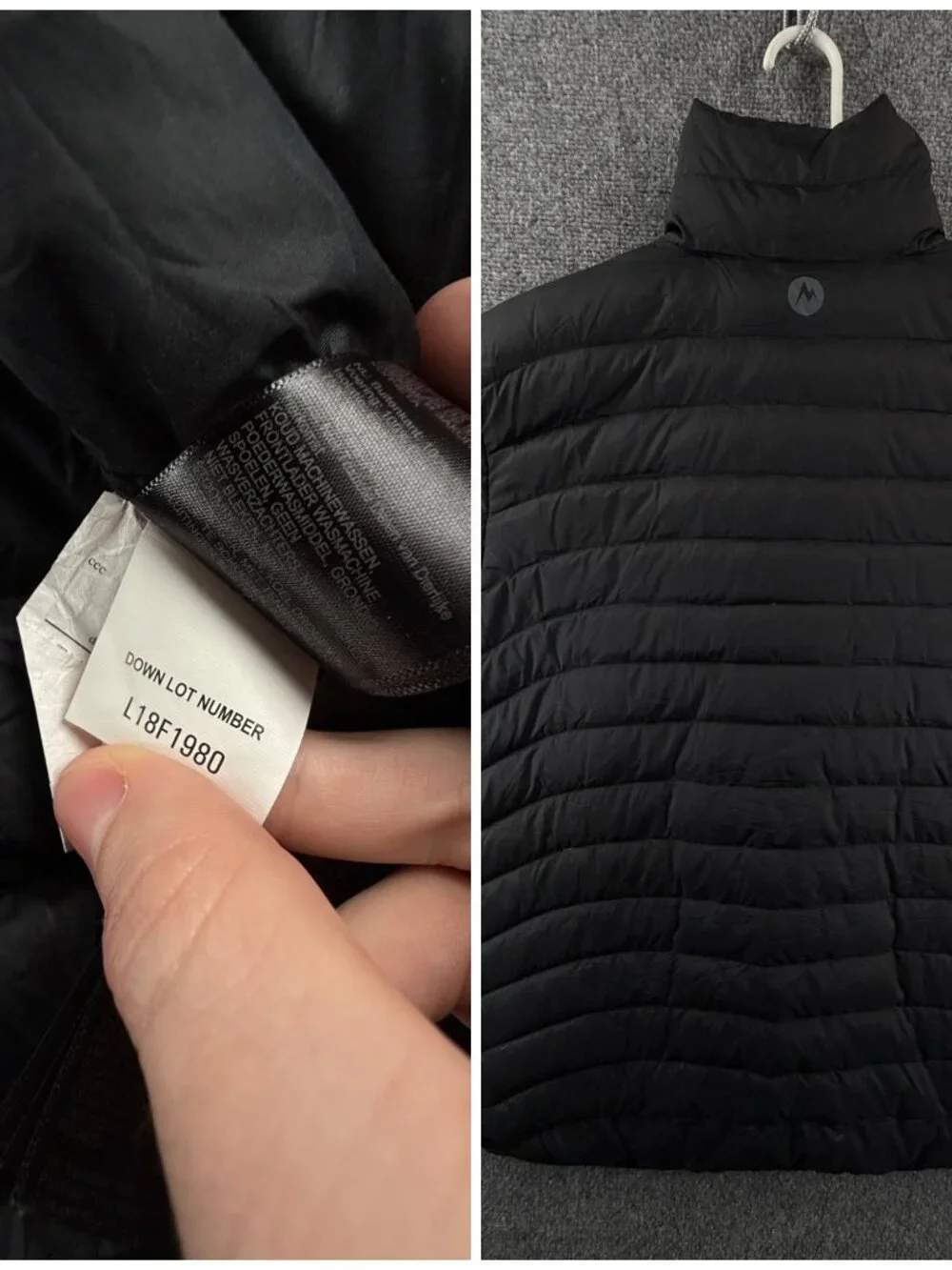 Marmot Men 600 Fill Black Down Insulated Winter Jacket Size Large Zip Pockets